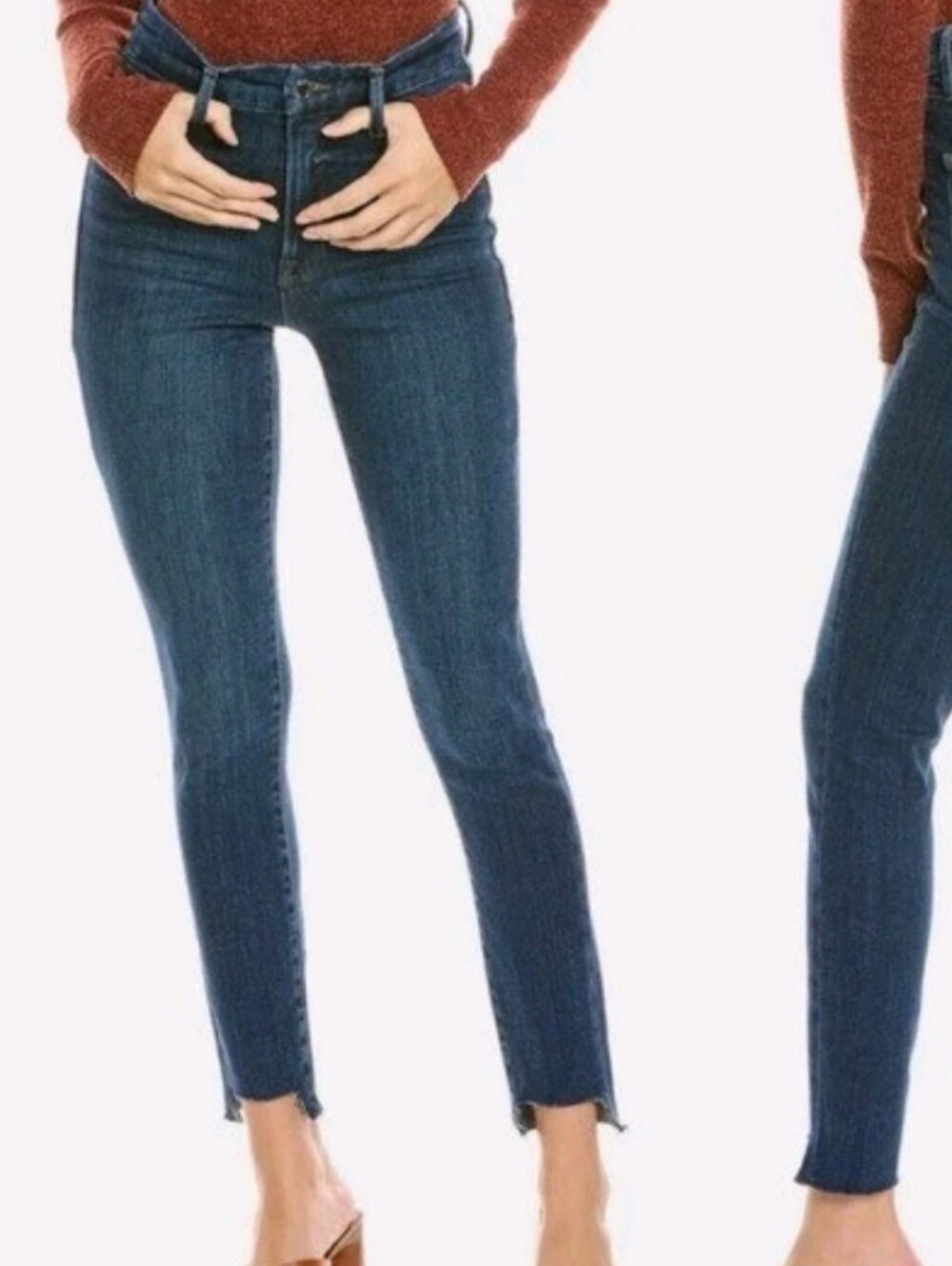 Good American Jeans Waist Indigo Denim High-Rise Step Hem Skinny Jeans 14/32